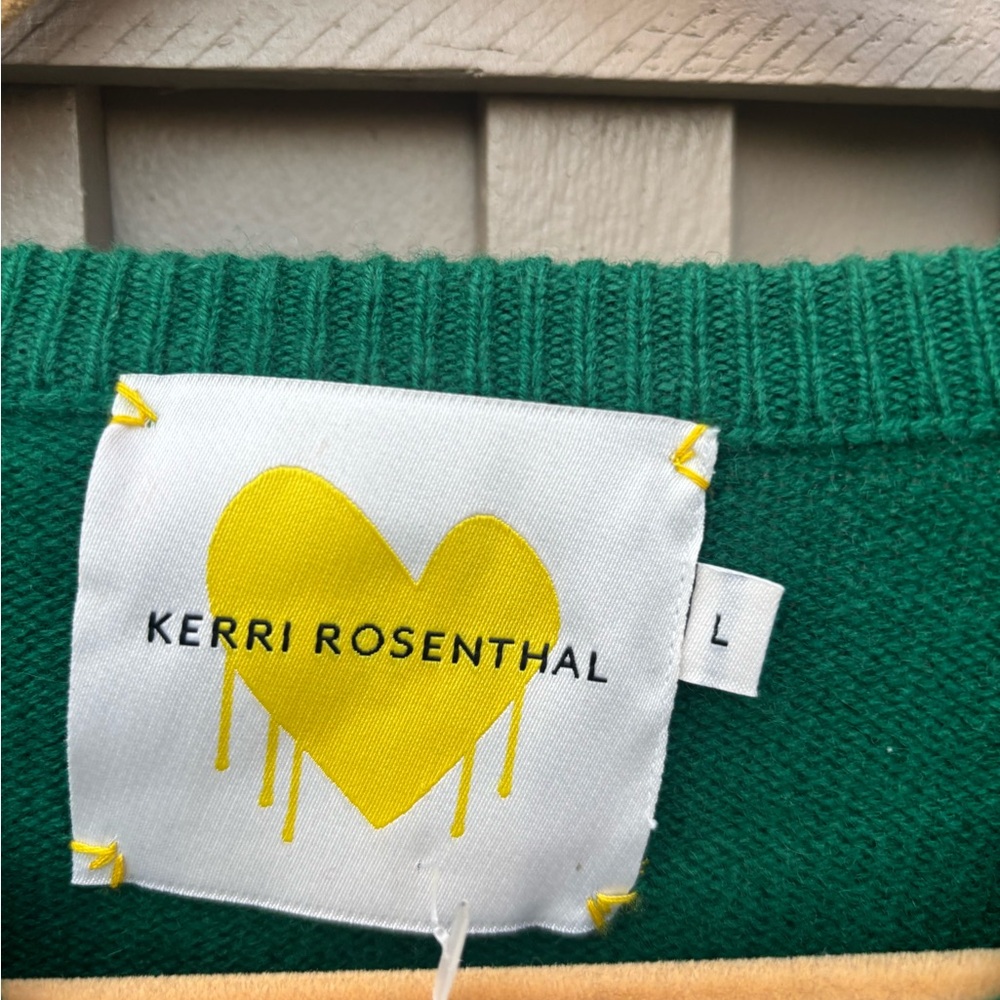 Kerri Rosenthal Emerald Green cashmere Crew Neck Sweater - Picture 6 of 8